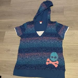 Skull Sleeveless Hoodie y2k